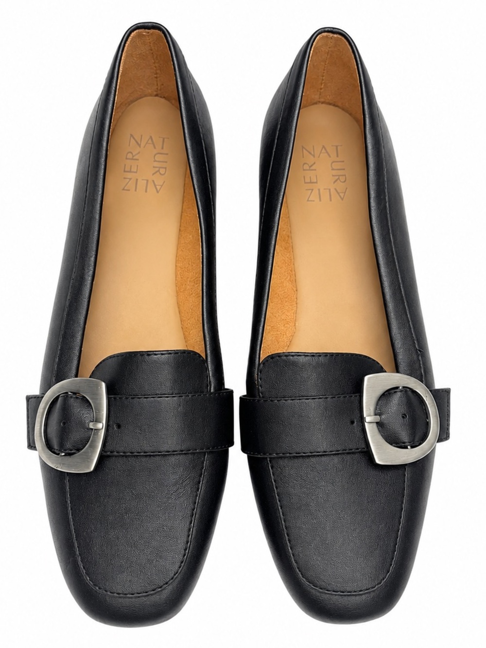 Naturalizer Kayden Moc Loafers Women’s 9M Black Leather Buckle Comfort Shoes